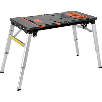Multifunctional Folding Work Table, 7 In 1 Work Benches For Garage, As Portable Workbench, Sawhorse, Scaffold, Platform, Car Creeper, Dolly And Hand Truck, With 4 Wheels,23567873