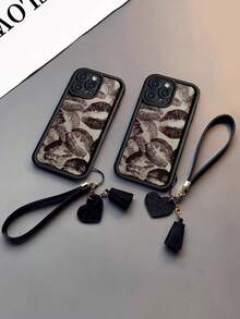 唇形升级版加厚防摔彩绘手机壳，配装饰性皮革腕带和流苏吊坠，兼容 17 Pro/17 Air/17/17 Pro Max/16/11/16 Pro/16 Plus/16 Pro Max/16 e/15 Pro Max/13/14/12/XS/XR/7G/8P，Galaxy S25/S25 Plus/S25 Ultra/A16/A36/A26/A56/A50 - 彩色 - 查看 2