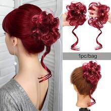 1pc/2pcs Synthetic Messy Updo Hair Bun Chignon Scrunchies Fake Hair Band Braid Elastic Hairpiece Tail For Women Synthetic Curly Ponytail - Multicolor - View 27