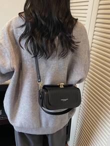 Women's Fashion Trapezoid Handbag, Elegant Minimalist Design, Versatile Shoulder/Top Handle, Large Capacity - Black - View 2