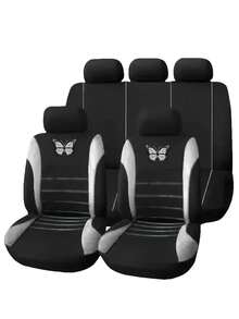 9/4/2 uniwersalne pokrowce na siedzenia samochodowe, ochraniacze z włókna poliestrowego na przednie siedzenia i tylną kanapę. Łatwe w montażu. Tylna kanapa zdejmowana. Pasuje do sedanów, tapicerki samochodowej, kompatybilny z poduszkami powietrznymi. Zestaw 9 szt. zawiera: 2 pokrowce na przednie siedzenia, 1 pokrowiec na oparcie, 1 pokrowiec na tylną kanapę, 5 pokrowców na zagłówki. Zestaw 4 szt. zawiera: 2 pokrowce na przednie siedzenia, 2 pokrowce na zagłówki. - Motyl - Zobacz 18