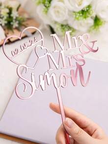 Custom Cake Topper, Personalized Name Date, Wedding Birthday Anniversary Decor - Acrylic Laser Cut Cake Decoration, Custom Mr Mrs Cake Topper, For Wedding Cake, Birthday Party, Baby Shower Christening, Couple, Parents, Grandparents, Cake Topper For Wedding, Personalized Cake Topper, Rustic Wedding Cake Topper, Wedding Cake Topper, Gold Wedding, Party Decorations, Home Decorations, Commemorative Gifts - Multicolor - View 6