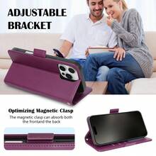 Flip Wallet High-Quality With Card Slot Kickstand Strong Magnetic Flip Artificial Leather Case ForiPhone 17 Pro Max 17 Air 16 16e 15 Pro 14 Plus 13 Mini 12 Pro 11 X XS XR XS Max 7 8 Plus SE2 SE3 ForSamsung Galaxy S25 S24 Ultra S23 FE S22 Plus S21 S20 A07 A17 A56 A55 A54 A53 A52 A51 A36 A35 A34 A33 - Burgundy - View 8