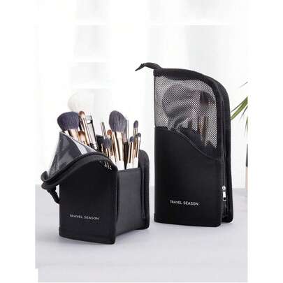 1pc Upright Makeup Brush Holder Case, Makeup Brush Organizer, Cosmetic Storage Bag, Ladies Toiletry Bag, Essential For Outdoor Beach Vacation Travel, Travel Accessories, Halloween Gift, Christmas Gift, Birthday Gift
