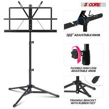 5 Core Sheet Music Stand Foldable Adjustable Bookstand - Black - View 3