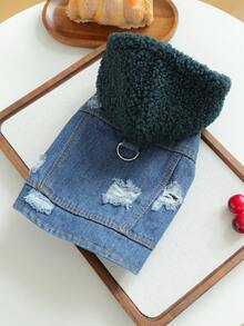 PETCIRCLE 1件宠物衣服，狗狗/猫咪套装，小型犬/幼犬可爱舒适抓绒连帽外套 - 绿色 - 彩色 - 查看 9