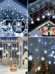 Luce a colonna di ghiaccio a fiocco di neve solare - 96/160 LED, luce di Natale per interni/esterni, IP65 impermeabile, 8 modalità di illuminazione per grondaie, tenda solare per esterni, adatta per Natale, case, giardini, alberi, cortili, festival, matrimoni, raduni, decorazione per feste (bianco caldo/multicolore/bianco)