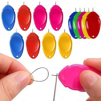 5/10 件穿针器工具，用于手工缝纫的穿针器，简易塑料穿针器，非常适合针线活、缝纫机、刺绣、十字绣，颜色随机