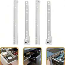 家具五金抽屉滑轨套件，抽屉轨道五金件，自闭设计，适用于大多数底部/侧面安装抽屉，抽屉滑轨，梳妆台抽屉滑轨支架滚轮导轨，家具滑动柜导轨