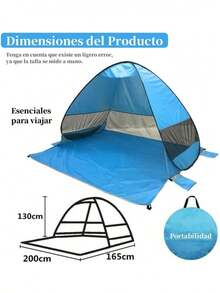 BS-26 Carpa de Playa, Refugio de Sol de Playa Up Carpa de Sombra de Playa, Refugio de Sol Cabaña 2-3 Personas Protección - azul claro - Ver 3