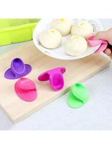 耐热烤箱手套，方形防滑手柄，适用于烤箱和微波炉，处理热锅，烘焙用途，耐热指套，现代厨房工具，硅胶厨房隔热指套 - 彩色 - 查看 4