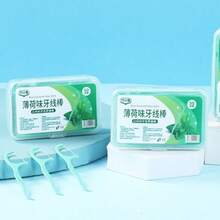 50pcs/Box Ultra-Fine Dual-Strand Mint Flavored Dental Floss Picks, High Tensile Strength