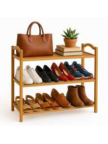 3-Tier Multipurpose Bamboo Shoe Rack - 鏽棕色 - 查看 1