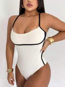 Women's Body Kit Suplex Straps C Cup Plain Comfortable Elegant Casual Chic. - 吊帶緊身衣 / 白色 - 查看 2