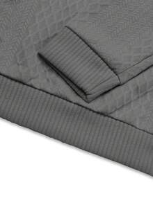 男士休闲时尚半拉链提花针织亨利领 Polo 衫，宽松针织卫衣，复古做旧撞色肘部贴片，适合春秋季穿着（注意：这款针织卫衣不像羊毛那样厚实；欧美尺码偏大，建议选购小一码） - 灰色 - 查看 9