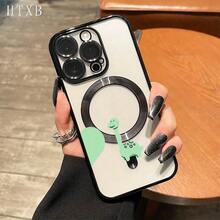 Teléfono con lente integral Green Little Dinosaur Heart, con revestimiento magnético y carga inalámbrica. Compatible con phone 16 Pro Max, 16, 15 Pro, 14, 14 Plus/14 Pro Max, 13, 13 Pro, 12 Pro, 11/11 Pro y la serie Pro. Es un excelente teléfono para amigos, cumpleaños y festividades. - Plateado - Ver 5