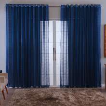 Charm Checkered Voile Living Room Curtain Decoration 4.00x2.80 - 藏蓝色 - 查看 5