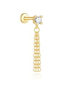1pc Geometric Zirconia Tassel Chain 925 Sterling Silver Stud Earrings, Women's Minimalist Jewelry, Christmas Gift, Exquisite Jewelry - Multicolor - View 17