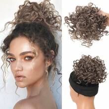Synthetic Messy Bun Hair Piece 60g Elastic Drawstring Loose Wave Curly Hair Buns Hair Piece Extensions For Women Dark Brown - Dark Brown - View 13