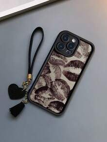 唇形升级版加厚防摔彩绘手机壳，配装饰性皮革腕带和流苏吊坠，兼容 17 Pro/17 Air/17/17 Pro Max/16/11/16 Pro/16 Plus/16 Pro Max/16 e/15 Pro Max/13/14/12/XS/XR/7G/8P，Galaxy S25/S25 Plus/S25 Ultra/A16/A36/A26/A56/A50 - 彩色 - 查看 1