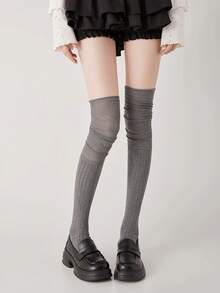 1双过膝蝴蝶结长袜，夏季女童日系JK风及膝袜，冬季防滑孕妇袜，舒适纯棉长袜，优雅日系休闲长袜，春夏款 - 彩色 - 查看 17