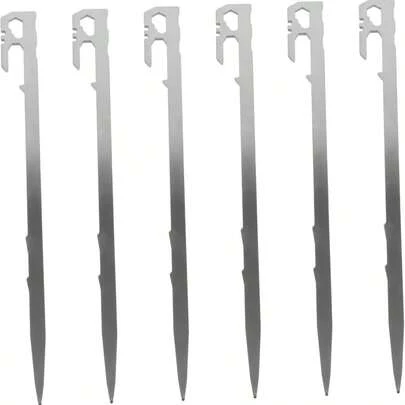 2/8 piezas Estacas de carpa reforzadas multifuncionales para exteriores para campamento, toldos, lonas, anclajes de suelo para condiciones ventosas, fáciles de usar y operar