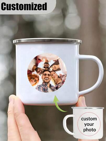 Custom Name Personalized Gift White Enamel Mug, Unique Gift For Special Occasions, Personalized Photo Coffee Mug, Custom Camping Mug, Custom Christmas Gift, Personalized Anniversary Photo Mug, Perfect Gift For Family, Friends And Baby, Personalized Halloween Enamel Mug, Custom Mug, Custom Coffee Mug