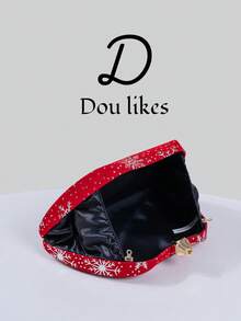 1pc Red Christmas Clutch Bag With Snowflake Flower Clasp Design, Elegant Evening Handbag Suitable For Christmas Party, Formal Occasions, Weddings, Galas And Celebrations