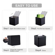 Hộp đựng khăn giấy vuông bằng da PU thanh lịch có khóa từ, hộp đựng khăn giấy trang trí cho phòng tắm, nhà bếp, nhà bếp, hộp đựng khăn giấy và giấy vệ sinh có thể nâng cấp khi quay lại trường - Nhiều màu - Xem 11