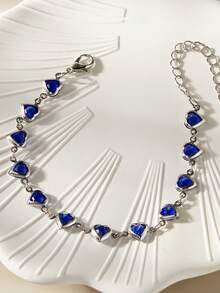 1pc Fashionable Sparkling Cubic Heart Design Bracelet, Suitable For Girls Daily Party Jewelry, Holiday Gift - one-size - View 2