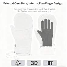 Ski Gloves, Winter Waterproof Snowboard Gloves, Non-Slip Warm Gloves, Outdoor Cycling Warm And Cold-Proof Fleece Gloves, Suitable Skiing, Hiking, Cycling, Unisex - 黑色 - 查看 3
