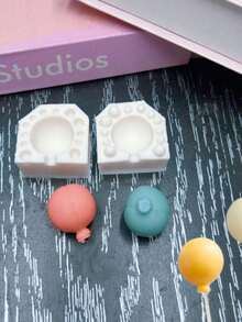 Silicone Mold For DIY Balloon Shaped Scented Candle, Round Lollipop Shaped Decorative Accessories, Holiday Decor