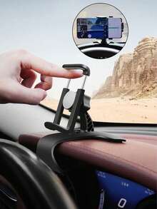 360° Rotating Car Phone Mount – Universal Clip-On Holder For Dashboard & AC Vent, Adjustable Grip, 1-Hand Operation – Fits All Smartphones, Car Navigation Clip-On Phone Holder