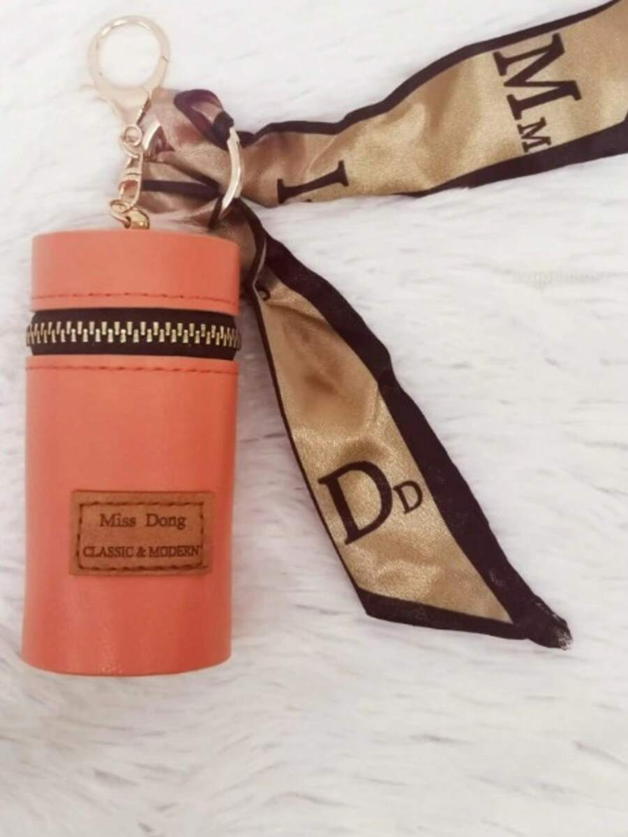 Asaloog Mini Silk Pouch/Keychain (Plain) High Capacity / Coins, Lipstick Ref: DA-1306 - Orange - View 1