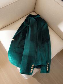 女士优雅天鹅绒西装外套，时尚迷人的职业办公室女士夹克