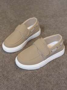 1 双男女时尚钩环运动鞋，女童新款跑步鞋，儿童 PU 皮革休闲平底鞋，适合室内/室外活动、上学日、春秋季日常散步和跑步 - 卡其色 - 查看 14