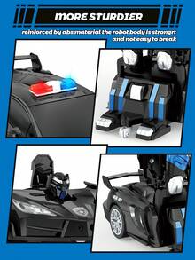 1pc Remote Control Transforming Robot Car Toy, One-Button Transformation Into Robot With Flashing Lights, 2.4Ghz RC Car Toy, 1:18 Scale Transforming Car, 360 Degree Rotation, Suitable For Boys/Girls Aged 3-12+ As Christmas, Halloween, Easter, Birthday Gift (Black) - Multicolor - View 4