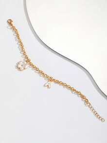 1pc Floral & Letter Charm Bracelet, Sweet & Fashionable Summer Accessory For Girls, Children's Birthday Gift - White - View 3