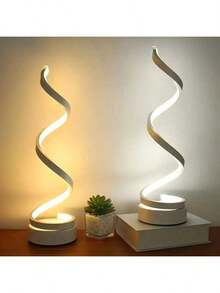 2 Sets Modern Table Lamps, Dimmable Spiral Bedside Lamps, 3-Color 10-Brightness LED Desk Lamp For Bedroom, Living Room, Office