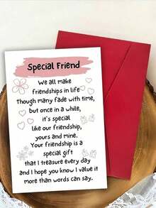 1pc, Warm Greeting Card With Envelope, Friendship Is A Special Gift I Cherish Every Day, Suitable For Birthdays, Anniversaries, Any Special Day, Perfect For Giving To My Best Friend, Best Friend, Good Brother - 彩色 - 查看 4