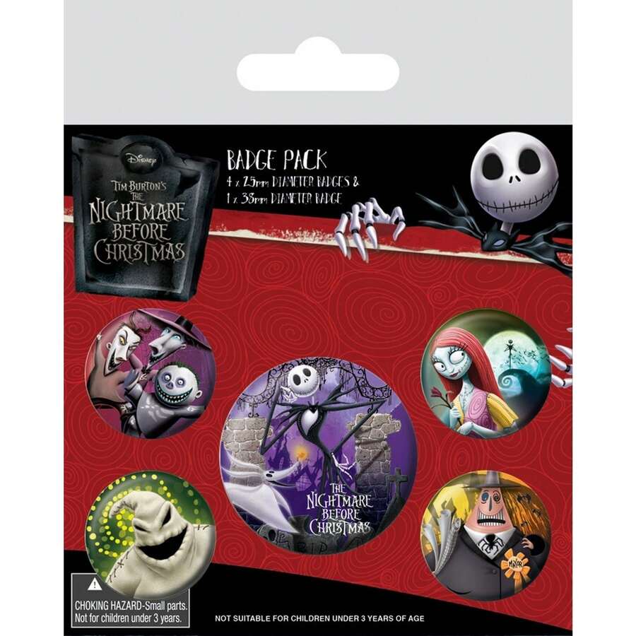 Nightmare Before Christmas Character Badge Set (Pack Of 5) (Multicoloured) - 100% Mixed - (PM172) - Multicolor - View 1