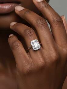 1pc Women's Wedding Ring, Elegant 2.4g S925 Sterling Silver 2 Carat Moissanite Ring, Bohemian Palace Style, Engagement, Wedding, Anniversary, Valentine's Day Gift, Comes With Moissanite Certificate And Deluxe Gift Box - Silver - View 4