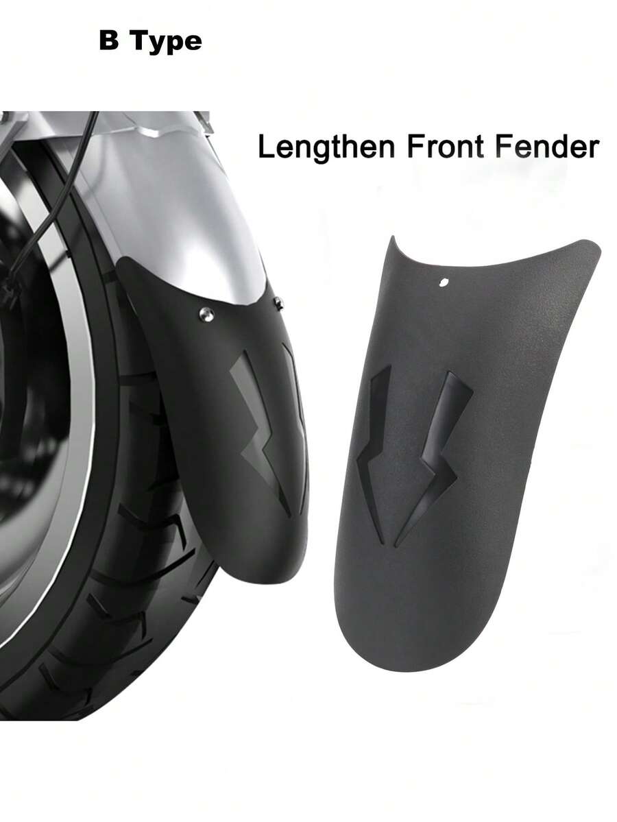 Universelle Motorrad Verlängerung für vorderes und hinteres Schutzblech sowie Vorderrad Spritzschutz für Motorräder - Schwarz - Übersicht 1