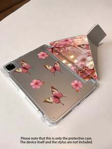 蝴蝶花保护套，兼容 iPad (A16) 第 11 代 11 英寸 2025、iPad 10.2/Mini6/Mini7/9.7 英寸、平板电脑保护套，兼容三星 Galaxy Tab A9 Plus，3+Y 可折叠防弯折，硅胶加固边角，自动唤醒/睡眠功能，内置笔槽，多角度可折叠支架 - 完美日常保护，时尚简约图案。 - 彩色 - 查看 3
