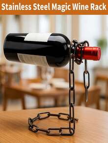 Novel Magic Floating Steel Chain Wine Bottle Holder / Stand - Keep The Bottle In Mid-Air. This Unique Suspended Wine Bottle Stand Is Perfect For Home Bars, Kitchens Or Party Decorations.