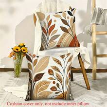 4 piezas de Fundas de almohada de estilo tradicional de poliéster, con estampados florales y bohemios de plantas, impresión de un solo lado, con cremallera, lavables a máquina, fundas de almohada para decoración del hogar