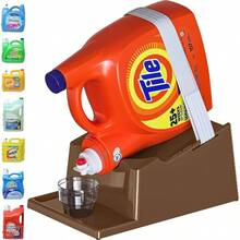 TidyFriend - Soporte para detergente lquido para ropa con bandeja de goteo y pies de agarre de goma, soporte para organizacin y almacenamiento de lavandera, dispensador de suavizante de tela con - 1 + Marrón - Ver 2