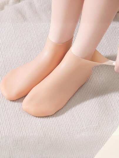 Calcetines de silicona de alta elasticidad, calcetines de spa reutilizables, calcetines de gel antideslizante para el talón, adecuados para hombres y mujeres con piel seca, pies secos, piel áspera para el cuidado de los pies en casa. Úselos con su loción y humectante favoritos. Bolsa, organizador, almacenamiento.