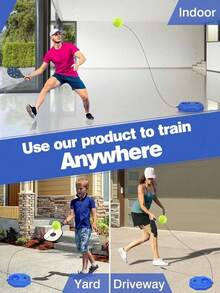 Pelota De Tenis Entrenador,Herramienta de entrenamiento de tenis,Entrenador de Tenis de Práctica 3 Pelotas de Tenis con Cuerdas,herramienta de entrenamiento para principiantes, niños y adultos - 1 - Ver 4