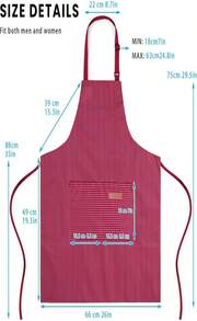 BeLuyi Adjustable Bib Apron With 2 Pockets Chef Cooking Kitchen Restaurant Aprons For Women Men - ColorF - 查看 3